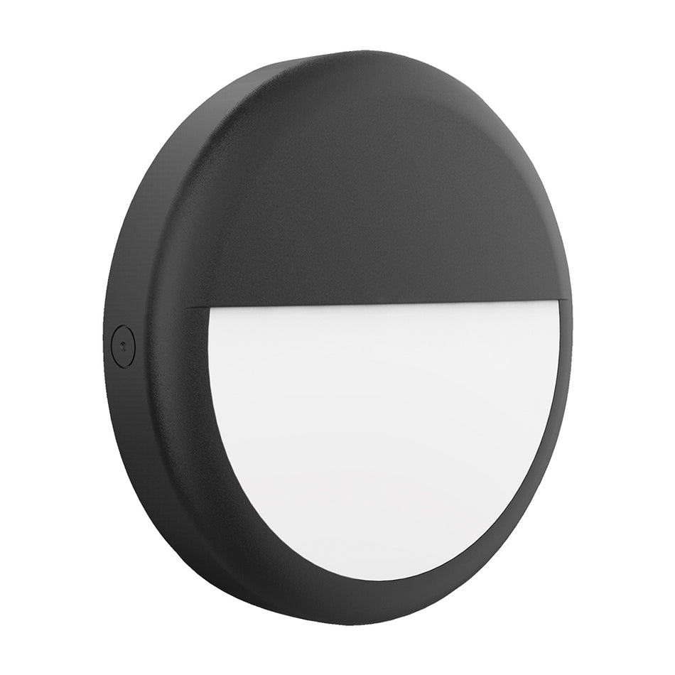 Versa 15/18/25 Watt Round Eyelid LED Bunker Wall Light Black / Tri Colour