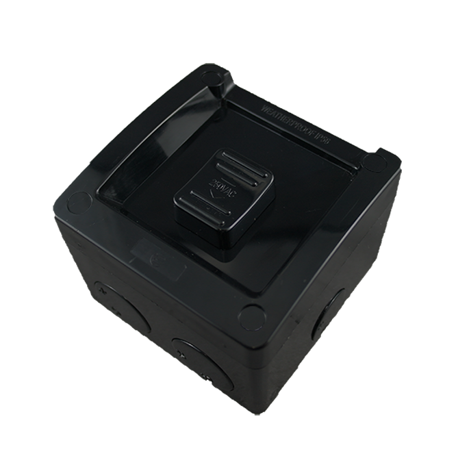 Single Weatherproof Surface Switch 1 Gang – BLACK