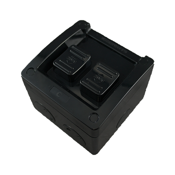 Single Weatherproof Surface Switch 2 Gang – BLACK