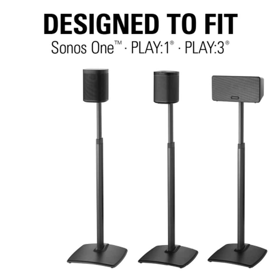 SANUS Premium Adjustable Wireless Speaker Stand for SONOS ONE, PLAY:1 & PLAY:3 Speakers - Black Pair