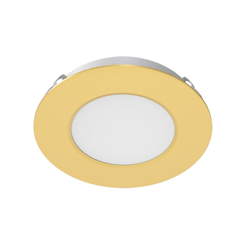 Astra 3.6W 12V DC Dimmable LED Recessed / Surface Mounted Cabinet Light Satin Brass / Tri-Colour