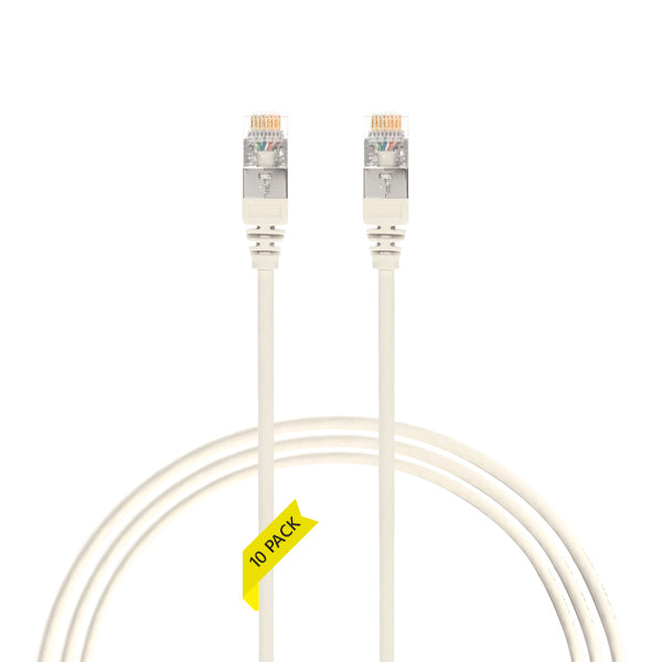 0.25m CAT6A RJ45 S/FTP THIN LSZH 30 AWG Network Cable | 10 Pack White