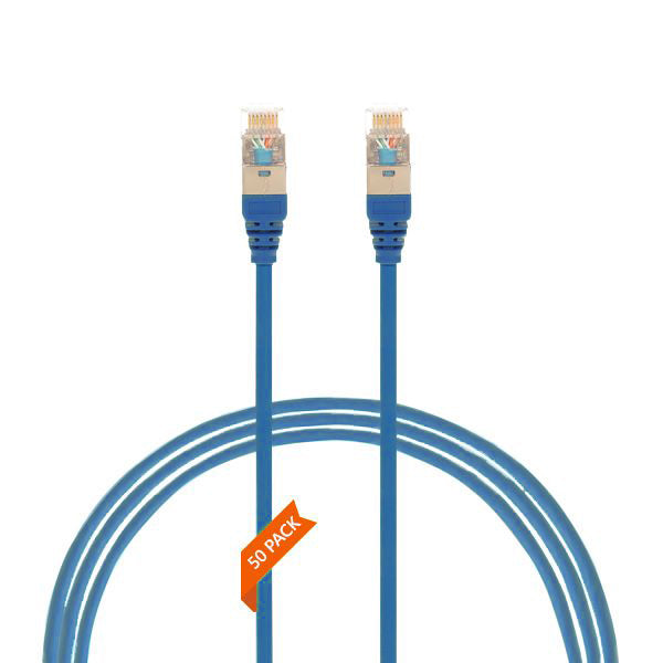 1.5m CAT6A RJ45 S/FTP THIN LSZH 30 AWG Network Cable | 50 Pack Blue