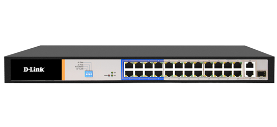 D-Link | DES-F1026P-E | 26 Port PoE Switch with 24 PoE Ports (8 Long Reach 250m) and 2 Gigabit Uplink Ports