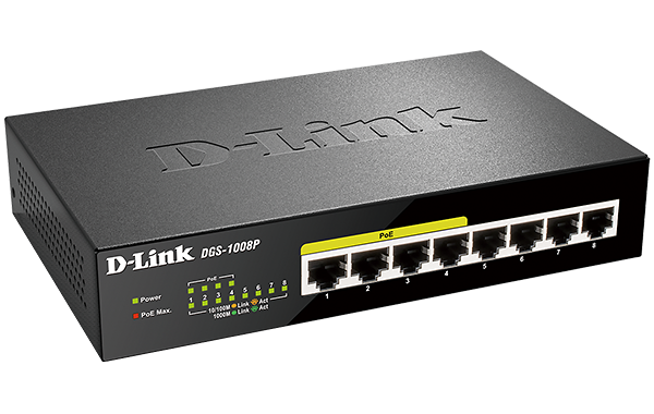 D-Link | DGS-1008P | 8 Port Gigabit PoE+ Unmanaged Switch (Metal Housing)