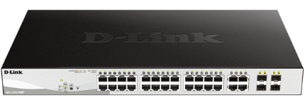 D-Link | DGS-1210-28MP | 28 Port Gigabit Smart Managed 370W PoE Switch | with 28 RJ45 and 4 SFP (Combo) Ports