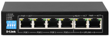 D-Link | DGS-F1006P-E | 6 Port Gigabit PoE Switch with 4 Long Reach PoE Ports and 2 Uplink Ports