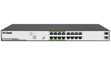 D-Link | DGS-F1018P-E | 18 Port Gigabit PoE Switch with 16 PoE+ Ports (8 Long Reach 250m) and 2 SFP Uplinks