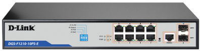 D-Link | DGS-F1210-10PS-E | 10 Port Gigabit Smart Managed PoE+ Switch with 8 Long Reach PoE Ports and 2 SFP Ports