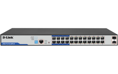 D-Link | DGS-F1210-26PS-E | 26-Port Gigabit Smart Managed PoE+ Switch with 24 PoE+ Ports (8 Long Reach 250m) and 2 SFP Ports