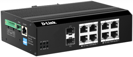 D-Link | DIS-F200G-10PS-E | 10 Port Gigabit Industrial Smart Managed PoE+ Switch with 8 PoE Ports and 2 SFP Ports