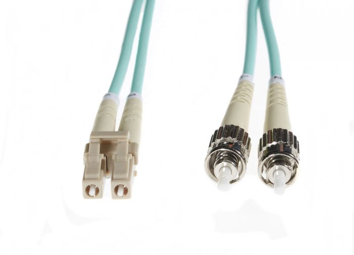 1m LC-ST OM4 Multimode Fibre Optic Cable: Aqua