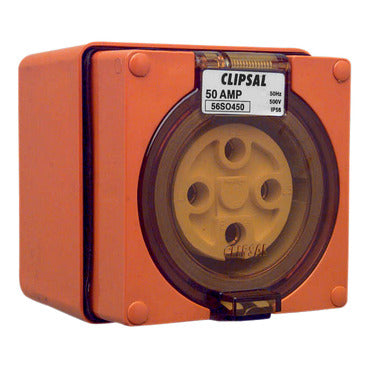 Clipsal - 56 Series, Socket Outlets, Surface Sockets - IP66, 500V 50A - 4 Round Pins***EMAIL/TEXT FOR PRICING***