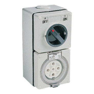 Clipsal - 56 Series, Switched Socket Outlet, 500V, 50A, 5 Round PIN, IP66, 3 Pole, Surface Mount***EMAIL/TEXT FOR PRICING***