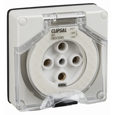 Clipsal - 56 Series, Socket Outlet Surface 5 PIN Round 40A Less Enclosure***EMAIL/TEXT FOR PRICING***