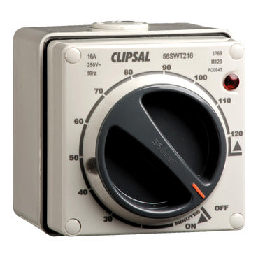 Clipsal - 56 Series, Surface Switch, 2 Pole, 250VAC, 16A, with Timer, 2h Process***EMAIL/TEXT FOR PRICING***