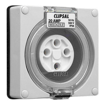 Clipsal - 56 Series, Socket Outlet Surface 4 PIN Round 20A Less Enclosure***EMAIL/TEXT FOR PRICING***