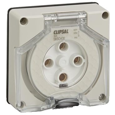 Clipsal - 56 Series, Socket Outlet Surface 4 PIN Round 32A Less Enclosure***EMAIL/TEXT FOR PRICING***