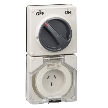 Clipsal - 56 Series, Combination Switched Socket Outlet, 250V, 10A, 3 Flat PIN, Heavy Duty***EMAIL/TEXT FOR PRICING***