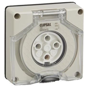 Clipsal - 56 Series, Socket Outlet Surface 4P Round 10A Less Enclosure***EMAIL/TEXT FOR PRICING***