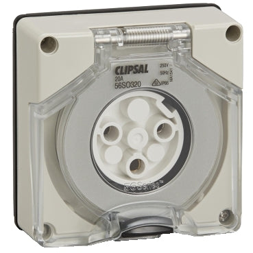 Clipsal - 56 Series, Socket Outlet Surface 3 Pole Round 20A Less Enclosure***EMAIL/TEXT FOR PRICING***