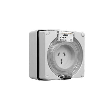 Clipsal - 56 Series, Socket Outlets, Surface Sockets - IP66, 250V 15A - 3 Flat Pins