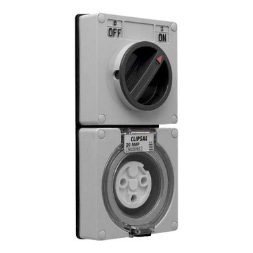 Clipsal - 56 Series, Switched Socket Surface IP66 3 PIN 20A Less Enclosure***EMAIL/TEXT FOR PRICING***