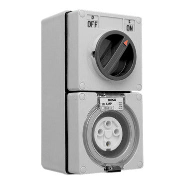 Clipsal - 56 Series, Switched Socket Outlet, 500V, 10A, 4 Round PIN, IP66, 3 Pole***EMAIL/TEXT FOR PRICING***