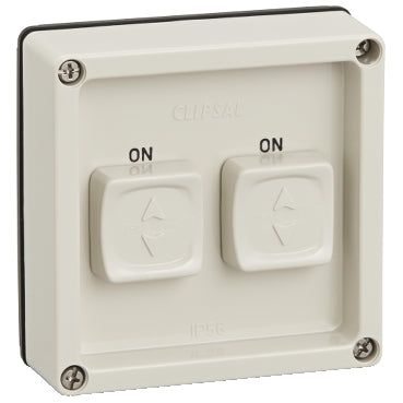 Clipsal - 56 Series, Switch Surface, IP66 2 Gang Single Pole 10A Less Enclosure***EMAIL/TEXT FOR PRICING***