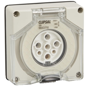 Clipsal - 56 Series, Socket Outlet Surface 7 PIN Round 10A Less Enclosure***EMAIL/TEXT FOR PRICING***