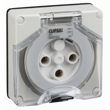 Clipsal - 56 Series, Socket Outlet Surface 3 Pole Round 32A Less Enclosure***EMAIL/TEXT FOR PRICING***