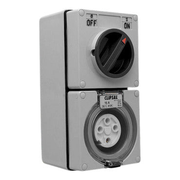 Clipsal - 56 Series, Switched Socket Outlet, 500V, 16A, IP66, 3 Pole, Key Operated, High Cycle***EMAIL/TEXT FOR PRICING***