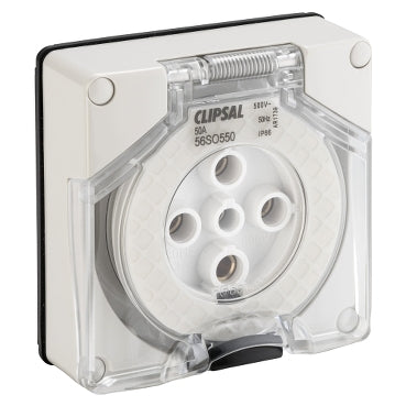 Clipsal - 56 Series, Socket Outlet Surface 5 PIN Round 50A Less Enclosure***EMAIL/TEXT FOR PRICING***