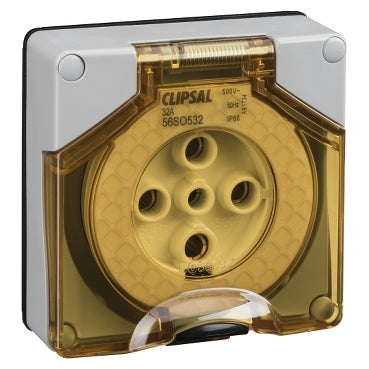 Clipsal - 56 Series, Socket Outlet Surface 5 PIN Round 32A Less Enclosure***EMAIL/TEXT FOR PRICING***