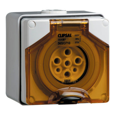 Clipsal - 56 Series, Socket Outlets, Surface Sockets - IP66, 500V 10A - 7 Round Pins***EMAIL/TEXT FOR PRICING***