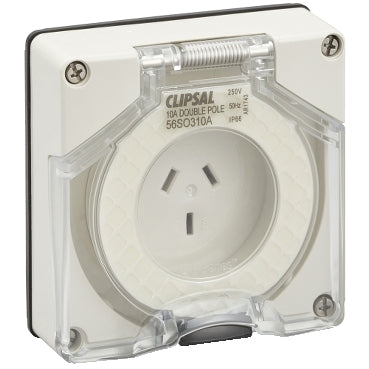 Clipsal - 56 Series, Socket Outlet Surface Auto 10A Less Enclosure***EMAIL/TEXT FOR PRICING***