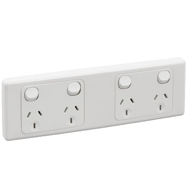 2000 Series, Quad Switch Socket Outlet, 2 Gang, Grid Plate and Surround***EMAIL/TEXT FOR PRICING***