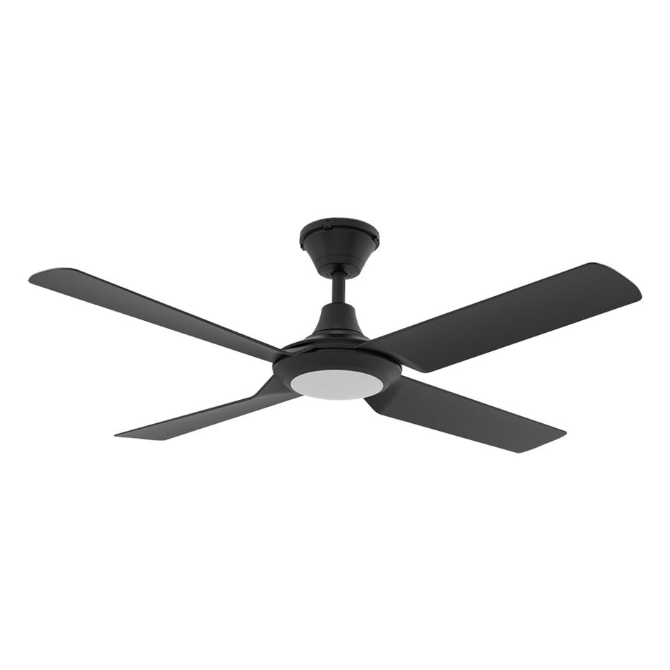 Fresco 4 Blade 52" IP66 DC Ceiling Fan With 18W Dimmable LED Black / Tri-Colour