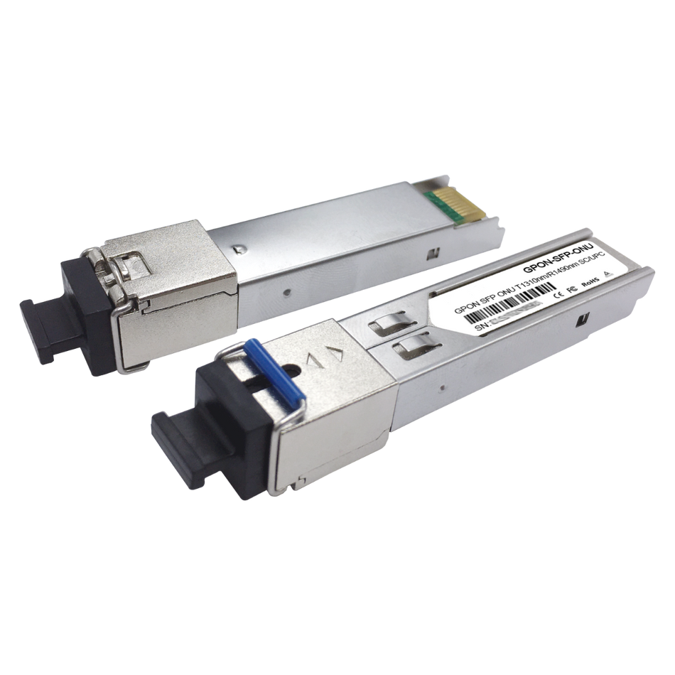 PlusOptic Bidirectional Transceiver GPON ONU B+ SFP Module. 2.5Gb/1.25Gb TX1490/RX1310. SC Simplex Connector. 20km Reach on Single Mode Fibre.GPON-SFP-ONU-B+-20KM