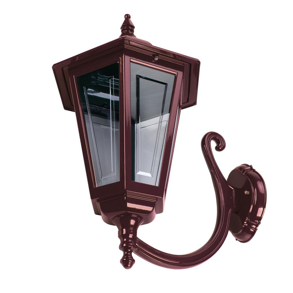 Turin Curved Arm Upward Wall Light Large Burgundy