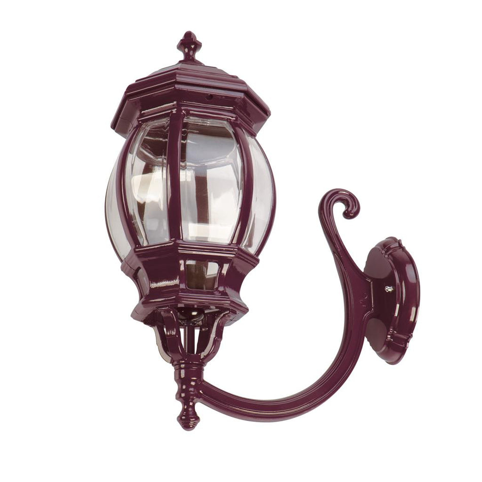 Vienna Curved Arm Upward Wall Light Large Burgundy