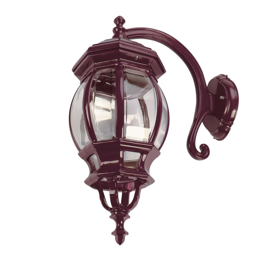 Vienna Curved Arm Downward Wall Light Large Burgundy