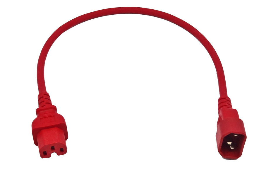 1m IEC C14 to C15 High Temperature Power Cable Red