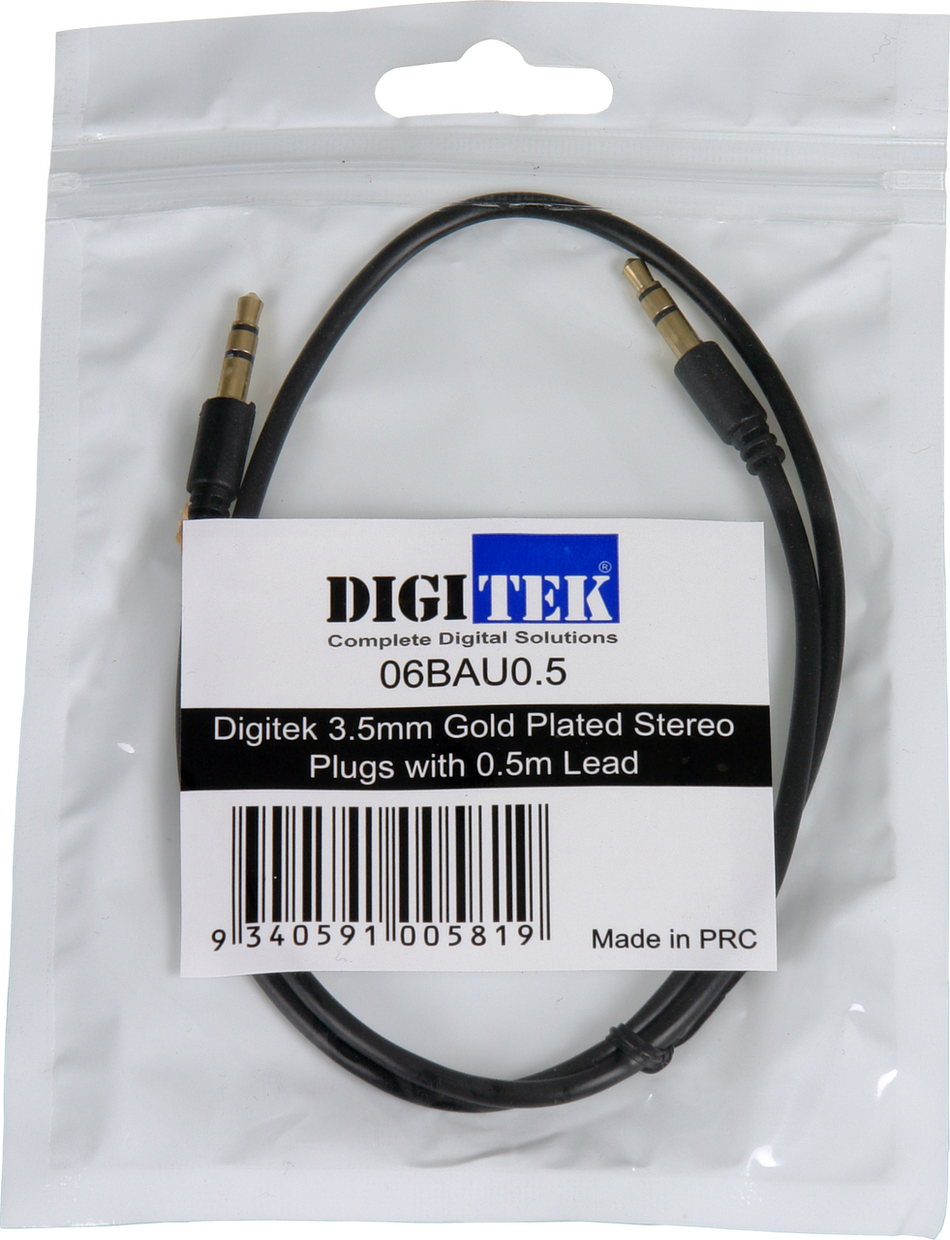 Digitek 3.5mm Male To Male Audio Lead - 0.5M