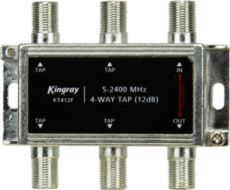 Kingray KT412F 4 Way 12dB Tap, Power Pass Through Port, 5-2400 MHz