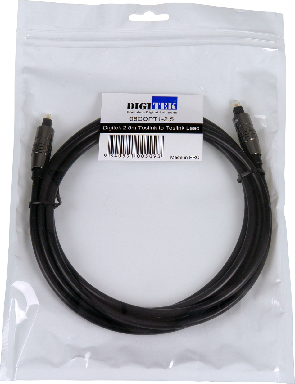 Digitek Toslink Optical Audio Lead - 2.5M