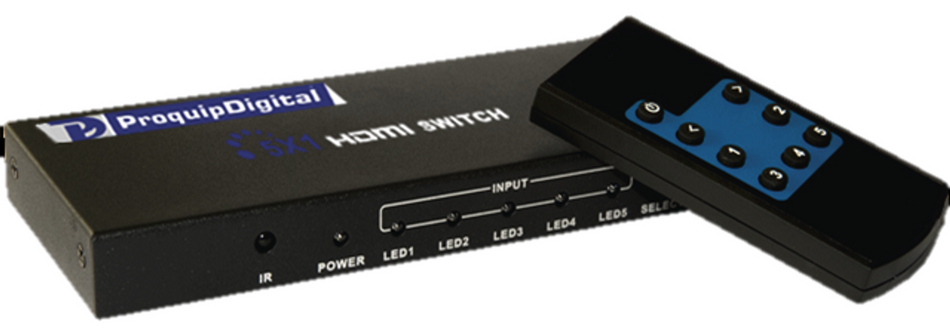 ProquipDigital 5 in 1 Out HDMI Switch with IR Remote Control