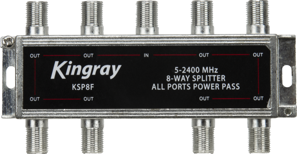 Kingray KSP8F 8 Way All Ports Power Pass Splitter, 5-2400 MHz