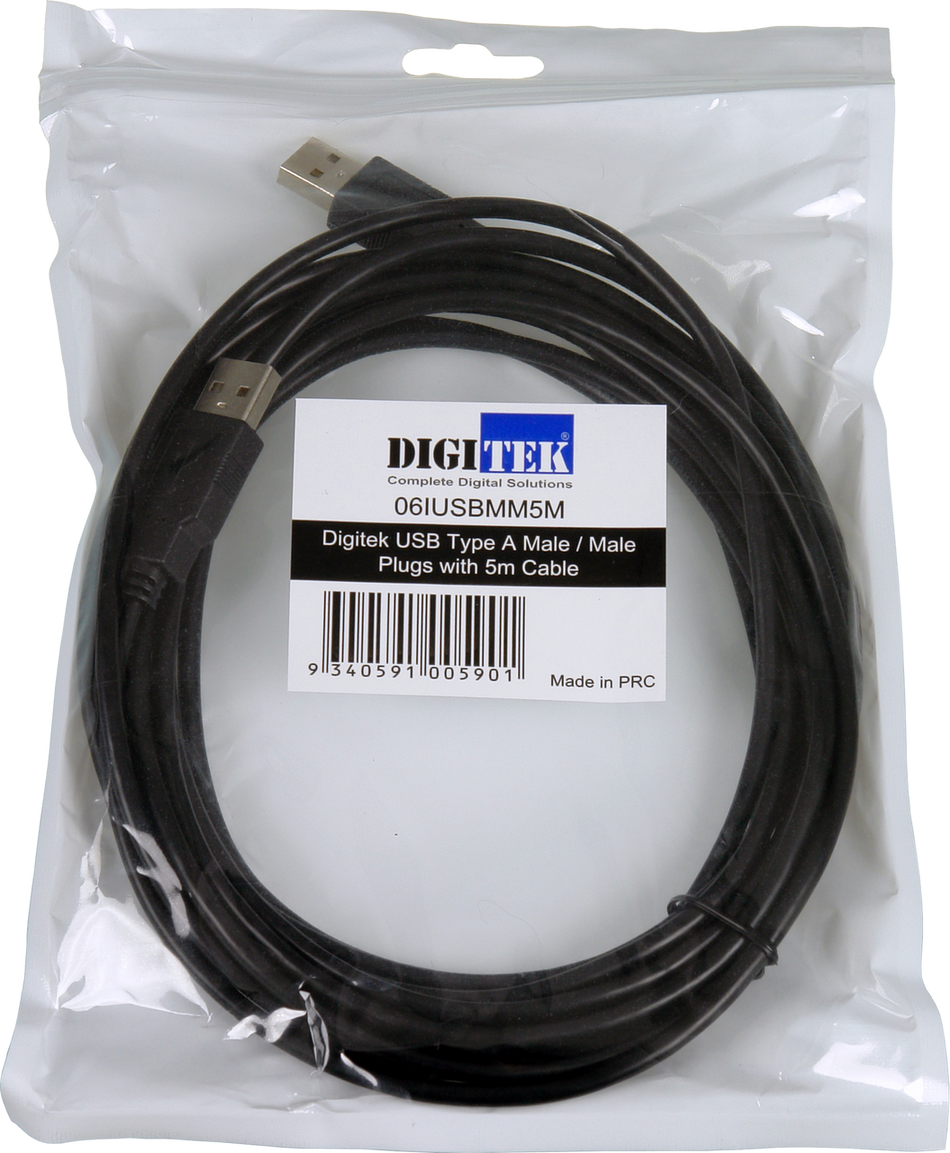 Digitek USB Male to USB Male Type A Lead - 5M