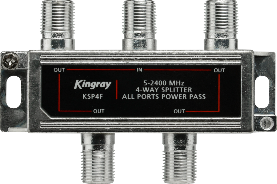 Kingray KSP4F 4 Way All Ports Power Pass Splitter, 5-2400 MHz